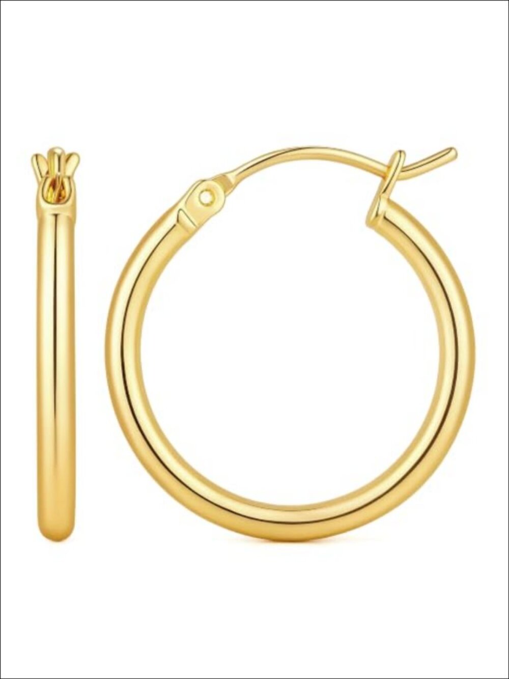 14K Gold Plated Hoop Earrings Latch Back Women Small